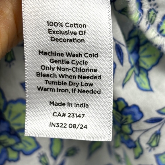 Talbots Long Sleeve Lightweight 100% Cotton Button Up Shirt Sz X Cottage Summer - Picture 6 of 8